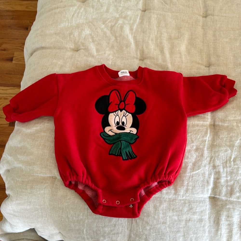 Aziel & Luca Minnie Mouse Christmas Sweatshirt Romper